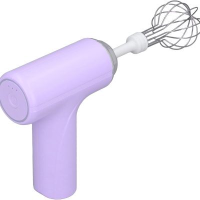 Electric Egg Beater, Cordless Handheld Blender, with 2 Metal Beating Heads, 3 Speed ​​Settings, Suitable for Whipping Cream, Butter, Eggs, Liquid Jams, etc. (Purple)