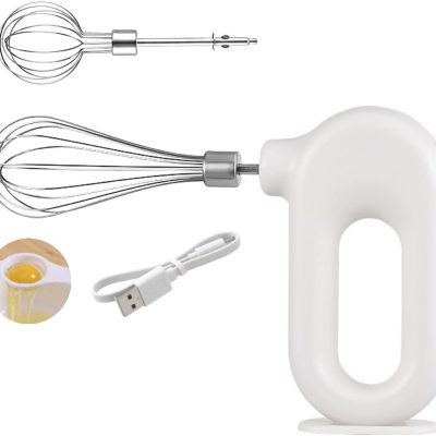 Cordless Handheld Blender, Handheld Electric Egg Beater, 4 Speed ​​Settings, Mini Handheld Electric Blender, USB Rechargeable, 1500mAh (White)