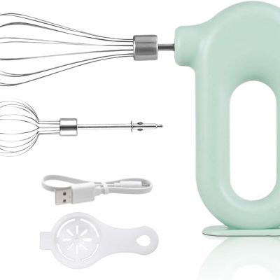 4-speed electric hand mixer, wireless rechargeable hand mixer, adjustable power, 1500mAh small portable hand mixer (green).