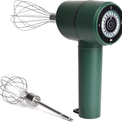 Cordless Hand Mixer, USB Rechargeable Electric Hand Mixer, 3 Speeds, Detachable Stainless Steel Beater, Compact Beater, Suitable for Baking, Batters, and Whipped Cream - Stress-Free Sage Green