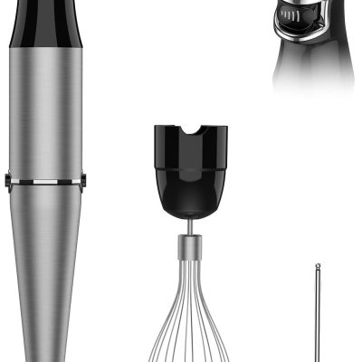 1100W 3-in-1 Hand Blender, Corded Design, with Trigger Speed ​​Control, Equipped with Whisk and Milk Frother Attachments, Ideal for Making Soups, Smoothies, and Fruit Purees