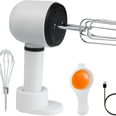 3-Speed ​​Hand Mixer with Soft-Edge Stirring Blade | Automatic Scraper Design, Suitable for Baking, Whipping, and Kneading | Easy to Clean | Ideal for Home Baking Enthusiasts HM903 (Off-white)