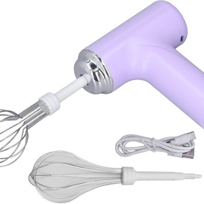 Electric Hand Mixer, 3-Speed ​​USB Rechargeable Hand Whisk, Compact and Lightweight Electric Egg beater with 2 mixing heads for milkshakes, creams, cakes, and baking.