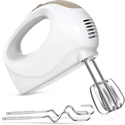 Electric Handheld Blender, 5 6-Speed ​​Hand Mixer with Stainless Steel Beater and Stirring Blade, Lightweight and Portable, Suitable for Baking, Mixing, and Cooking